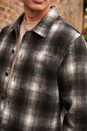 Brown/White Check Shacket With Wool - Image 7 of 11