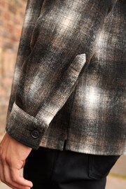 Brown/White Check Shacket With Wool - Image 8 of 11