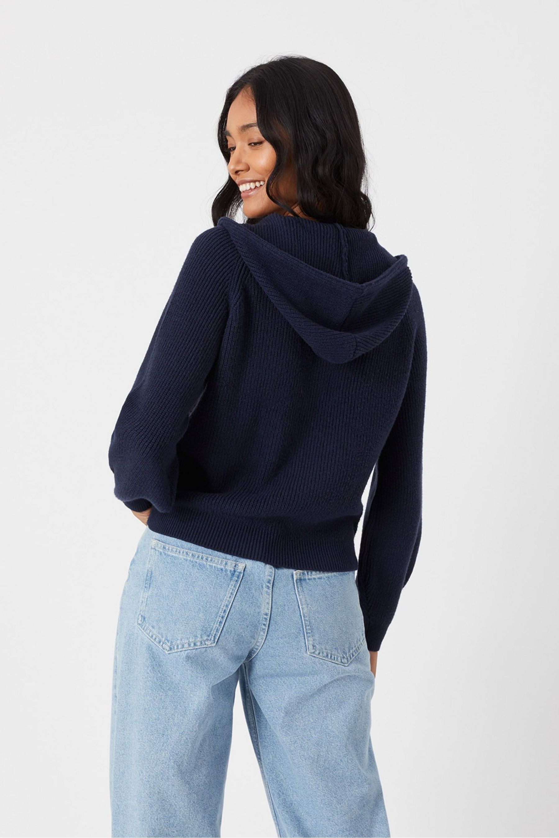 Ribbed knit hoodie outlet