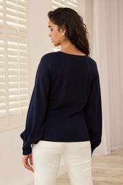 Navy Blue Puff Sleeve Jumper - Image 3 of 6