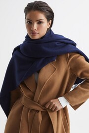 Reiss Navy Picton Wool-Cashmere Scarf - Image 2 of 4