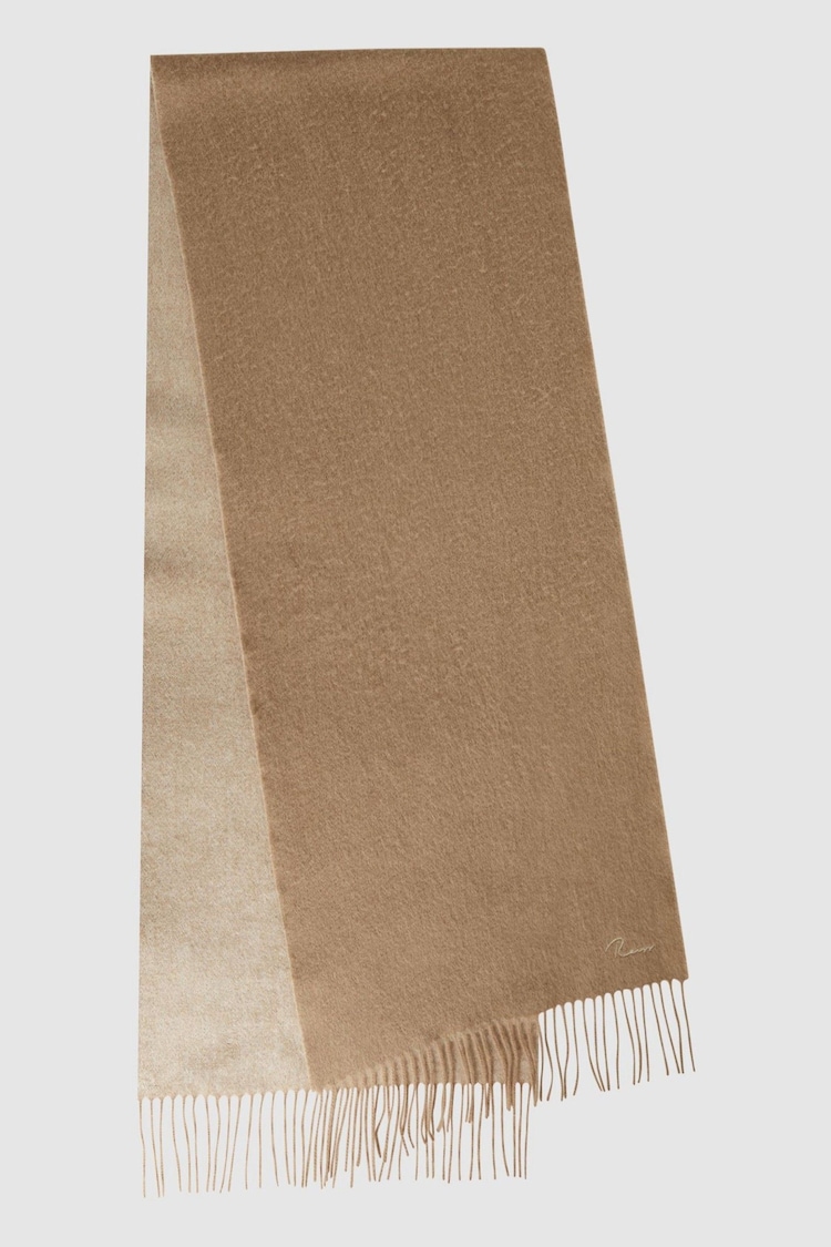 Reiss Camel Picton Wool-Cashmere Scarf - Image 1 of 5