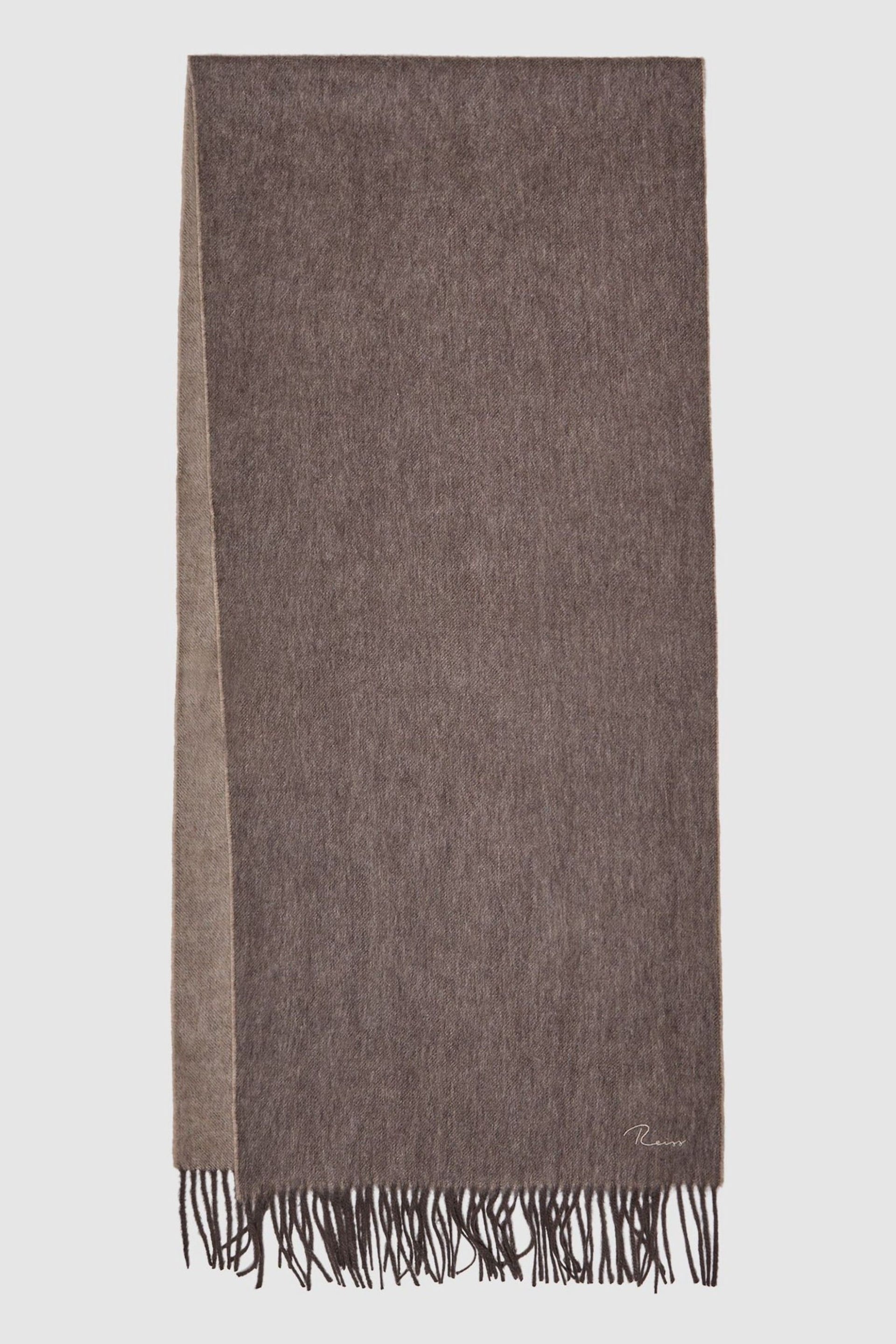 Reiss Taupe Picton Cashmere Blend Scarf - Image 1 of 5