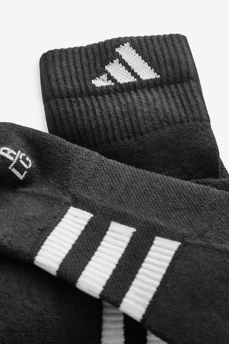 adidas Black Cushioned Mid-Cut Socks 3 Pack - Image 4 of 4