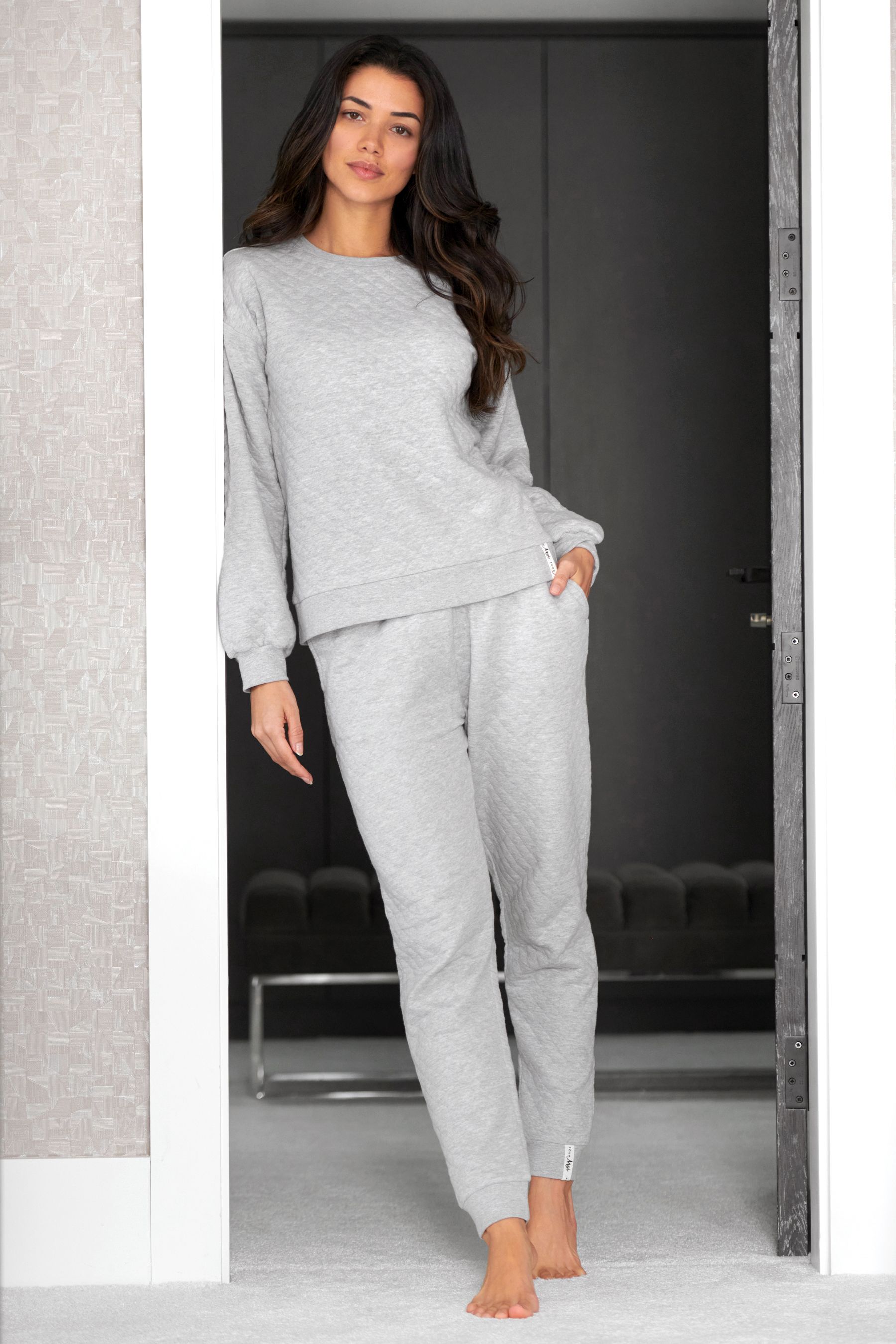 Pour Moi Grey Quilted Lounge Pyjamas