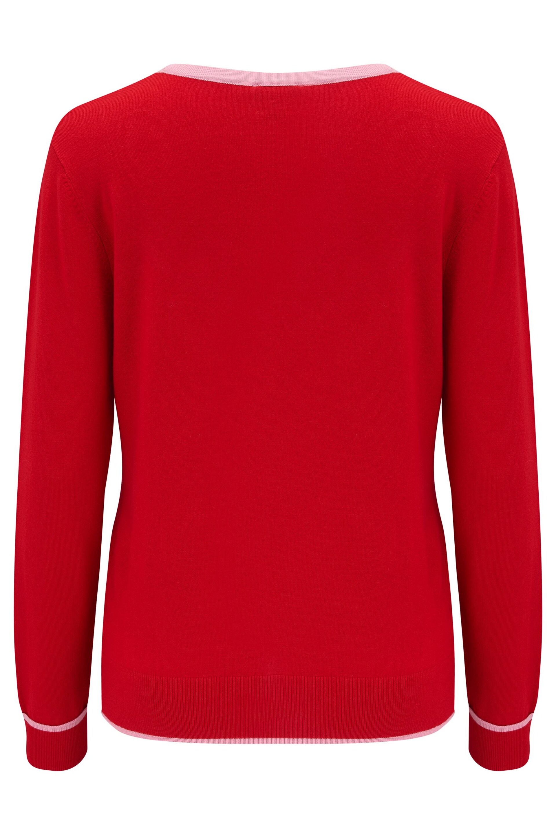 Pour Moi Red Rosie Colour Block Knit Jumper with LENZING™ ECOVERO™ Viscose - Image 5 of 5