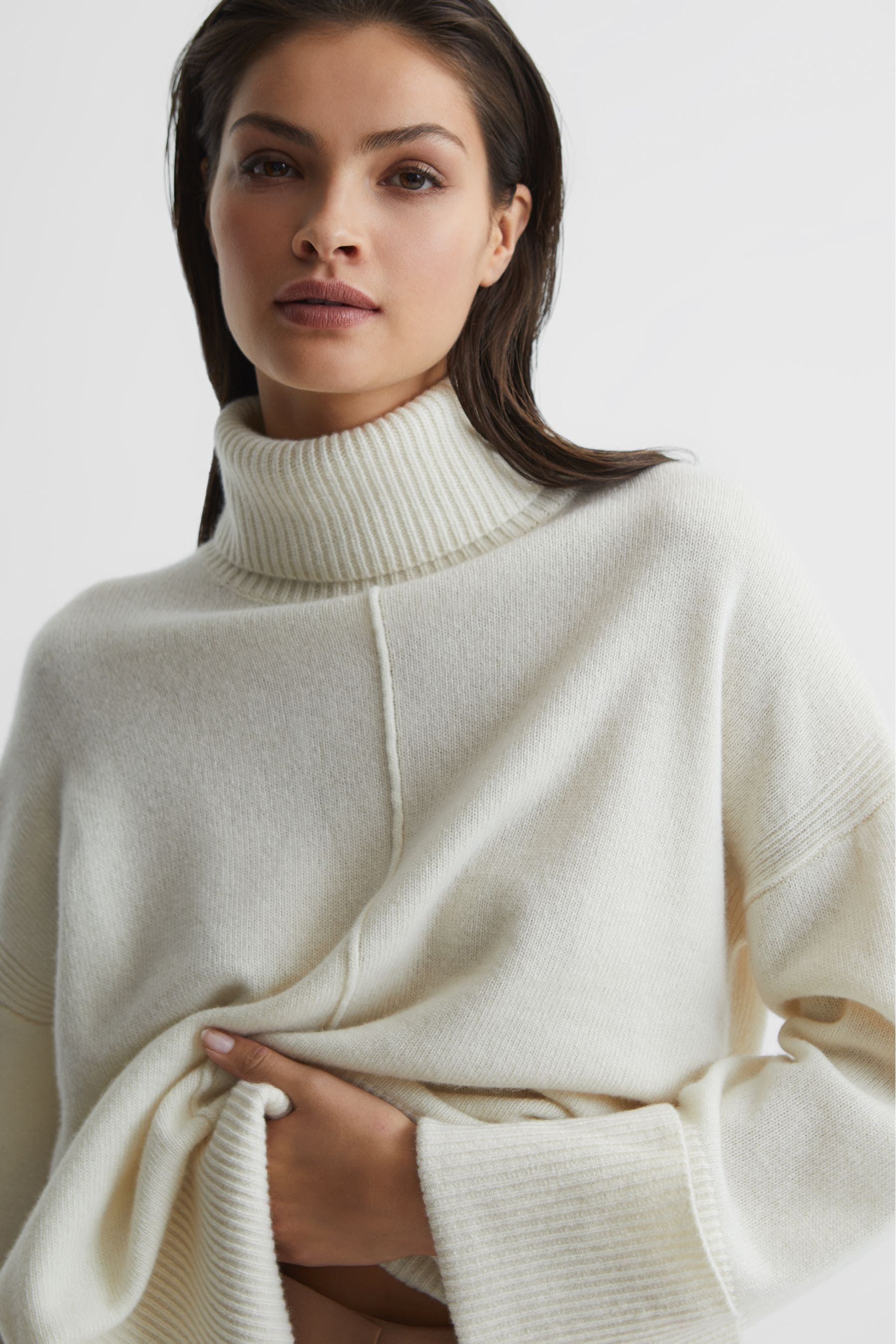 Roll neck cream jumper deals