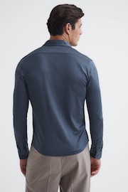 Reiss Steel Blue Baron Mercerised Jersey Shirt - Image 5 of 7