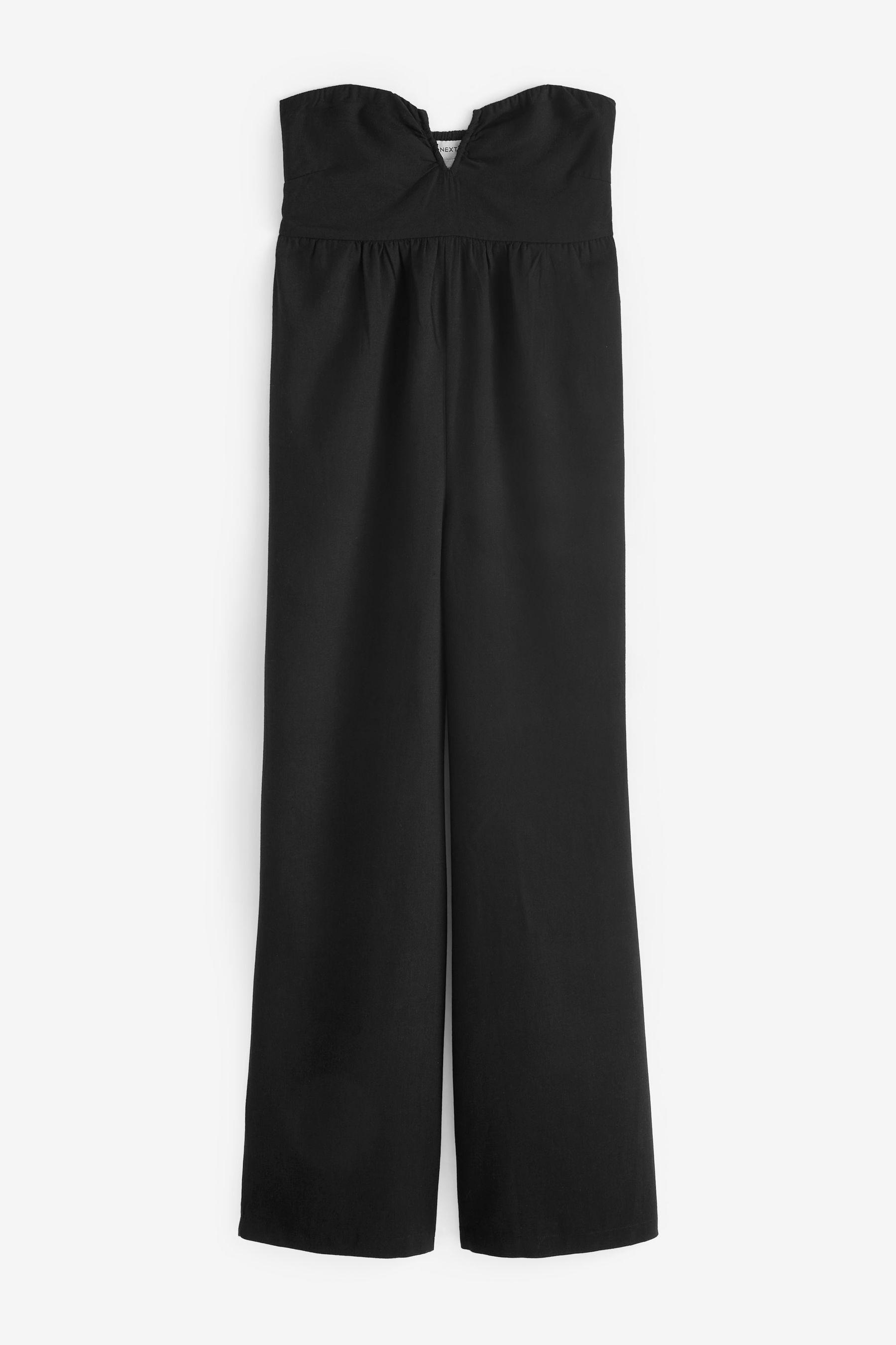 Rochelle Humes Black Wide Leg Bandeau Jumpsuit With Linen