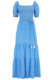 Pour Moi Blue Sadie Shirred Dress - Image 4 of 5