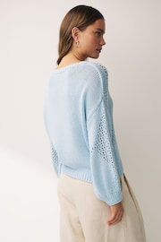 Emme Marella Motto Blue Geo Loose Knit Jumper - Image 3 of 4