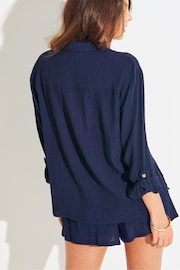 Pour Moi Blue Blu Crinkle Viscose Shirt - Image 2 of 6