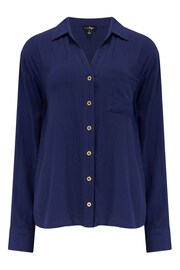 Pour Moi Blue Blu Crinkle Viscose Shirt - Image 5 of 6