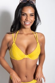 Pour Moi Yellow Gold Coast Double Strap Bikini Top - Image 3 of 5