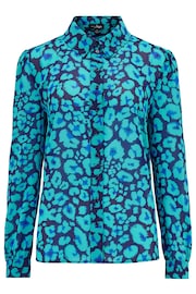 Pour Moi Black & Blue Floral Natalya Chiffon Shirt - Image 4 of 5