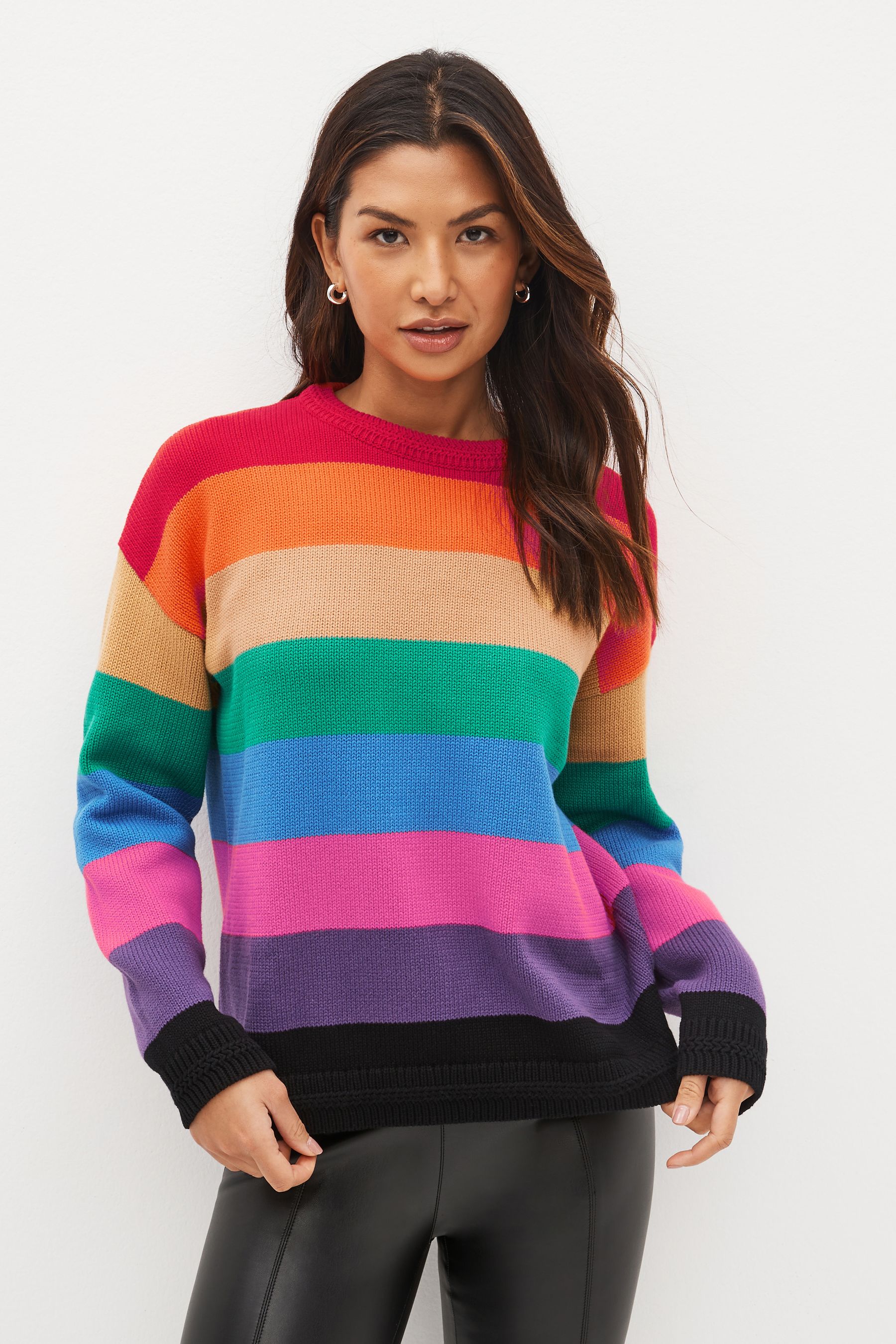 Buy Olivia Rubin Red Maddison Rainbow Stripe Jumper from Next Luxembourg