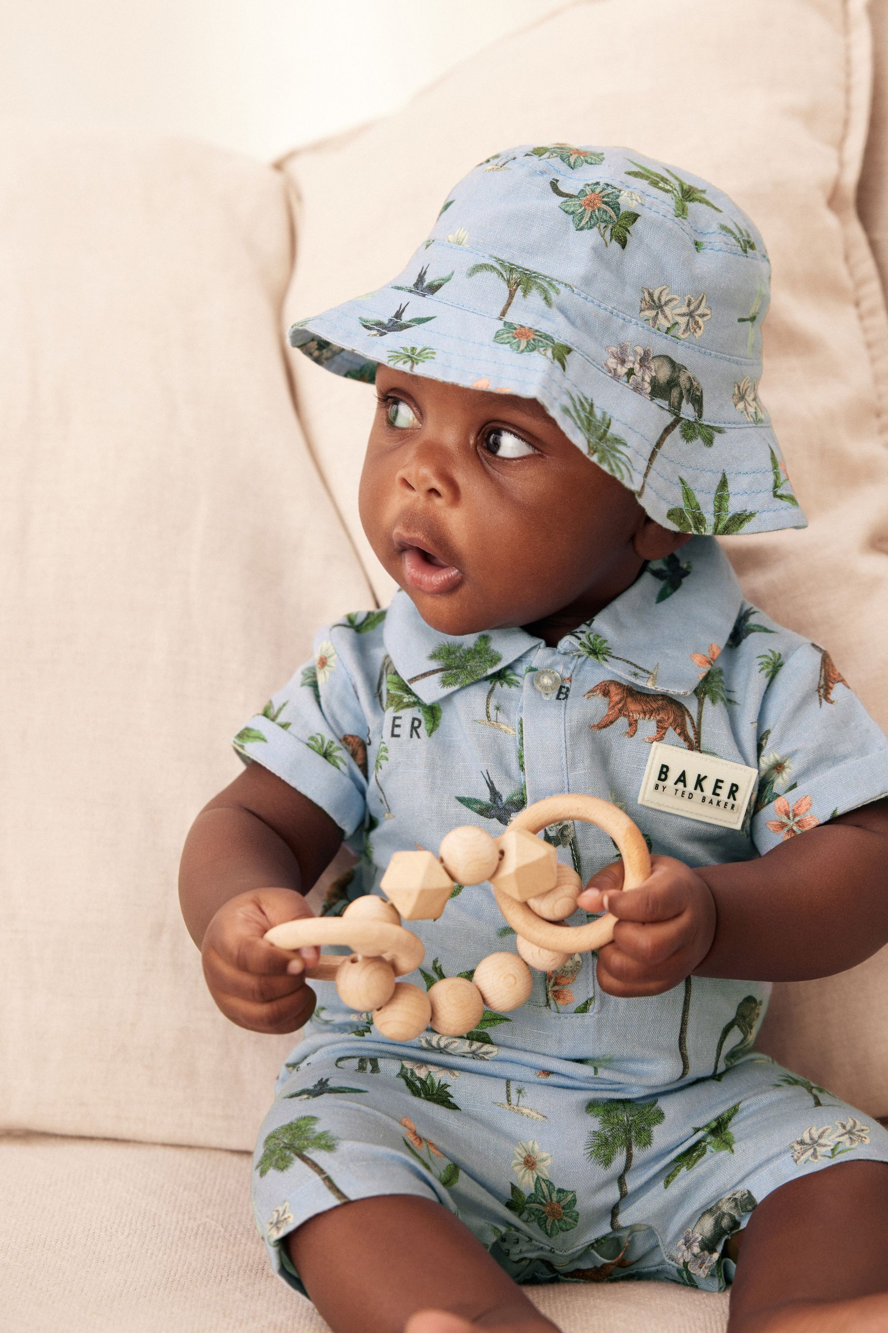 Buy Baker by Ted Baker Printed Shirt Romper and Hat Set from Next Luxembourg