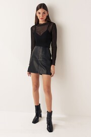 Urban Code Black Leather Panel Detail Mini Skirt - Image 2 of 6