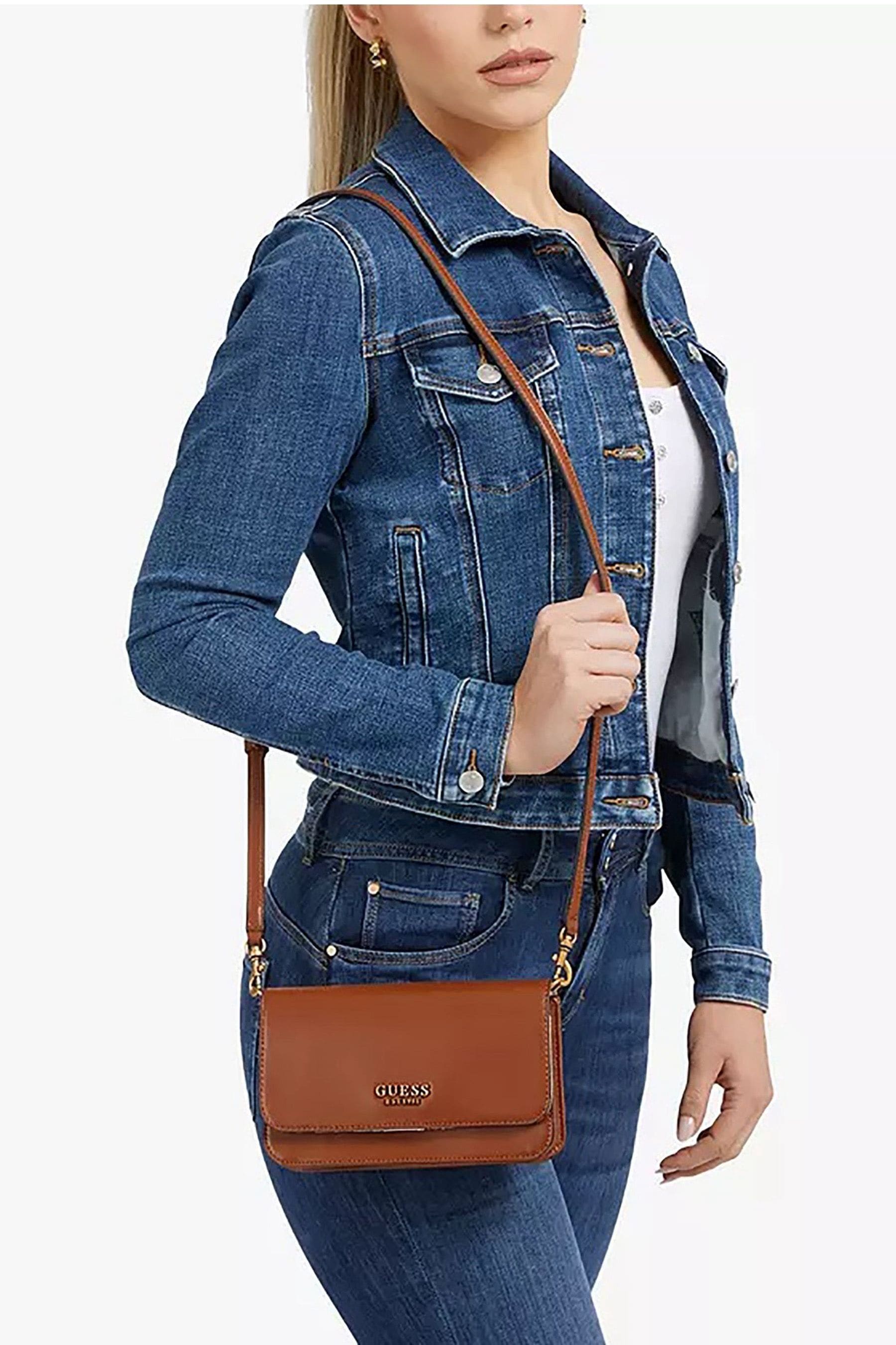 Buy Guess Noelle Crossbody Flap Organizer Brown Bag from the Next UK online shop