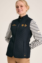Joules Official Bramham Navy Blue Diamond Quilted Gilet - Image 1 of 7