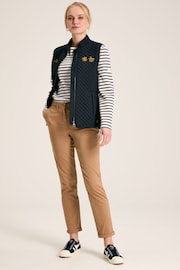 Joules Official Bramham Navy Blue Diamond Quilted Gilet - Image 3 of 7