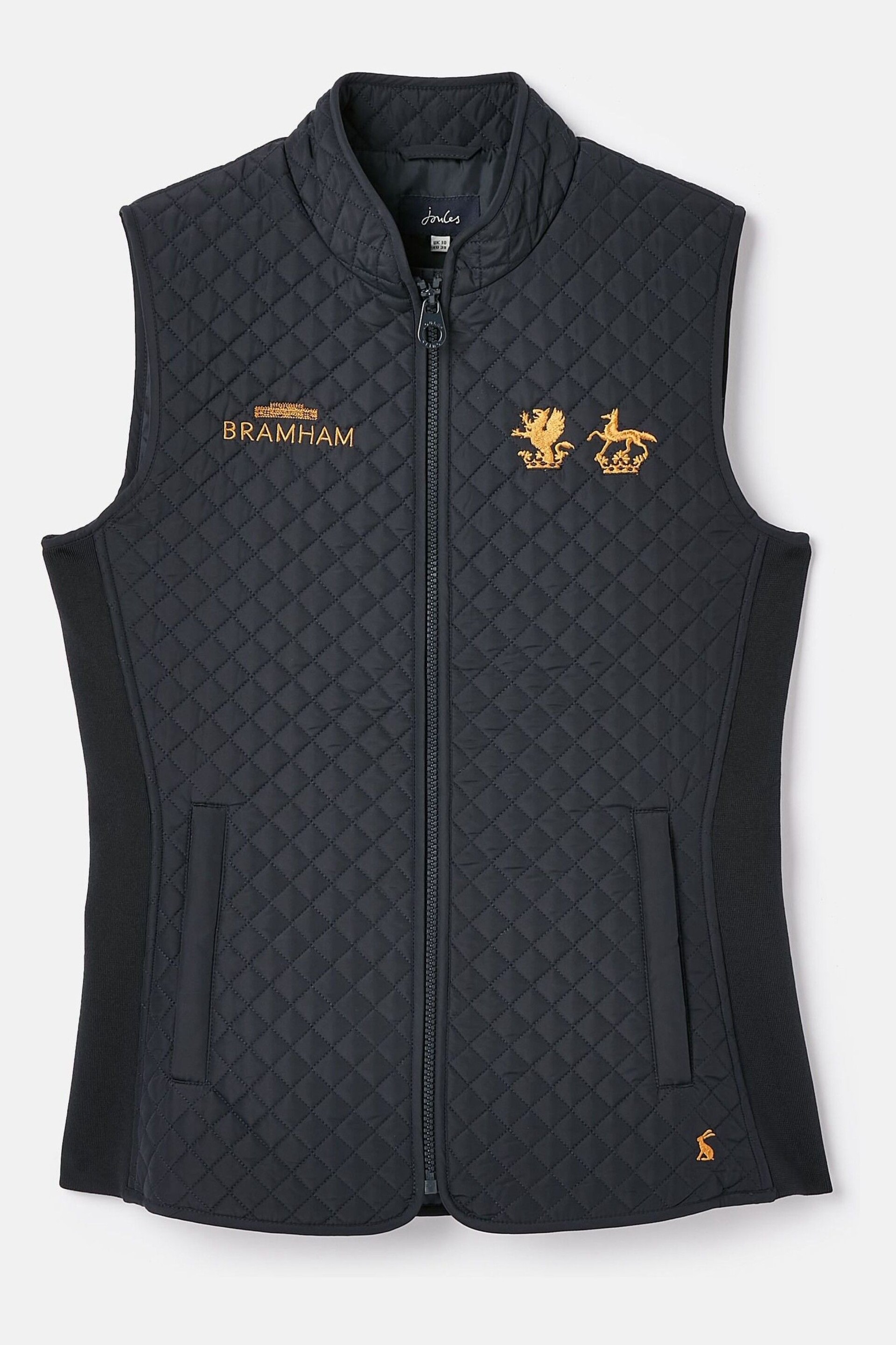 Joules Official Bramham Navy Blue Diamond Quilted Gilet - Image 7 of 7