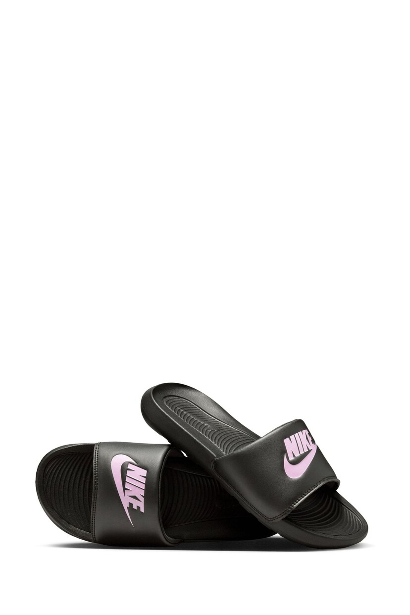 Nike Black/Pink Victori One Shower Sliders - Image 5 of 8