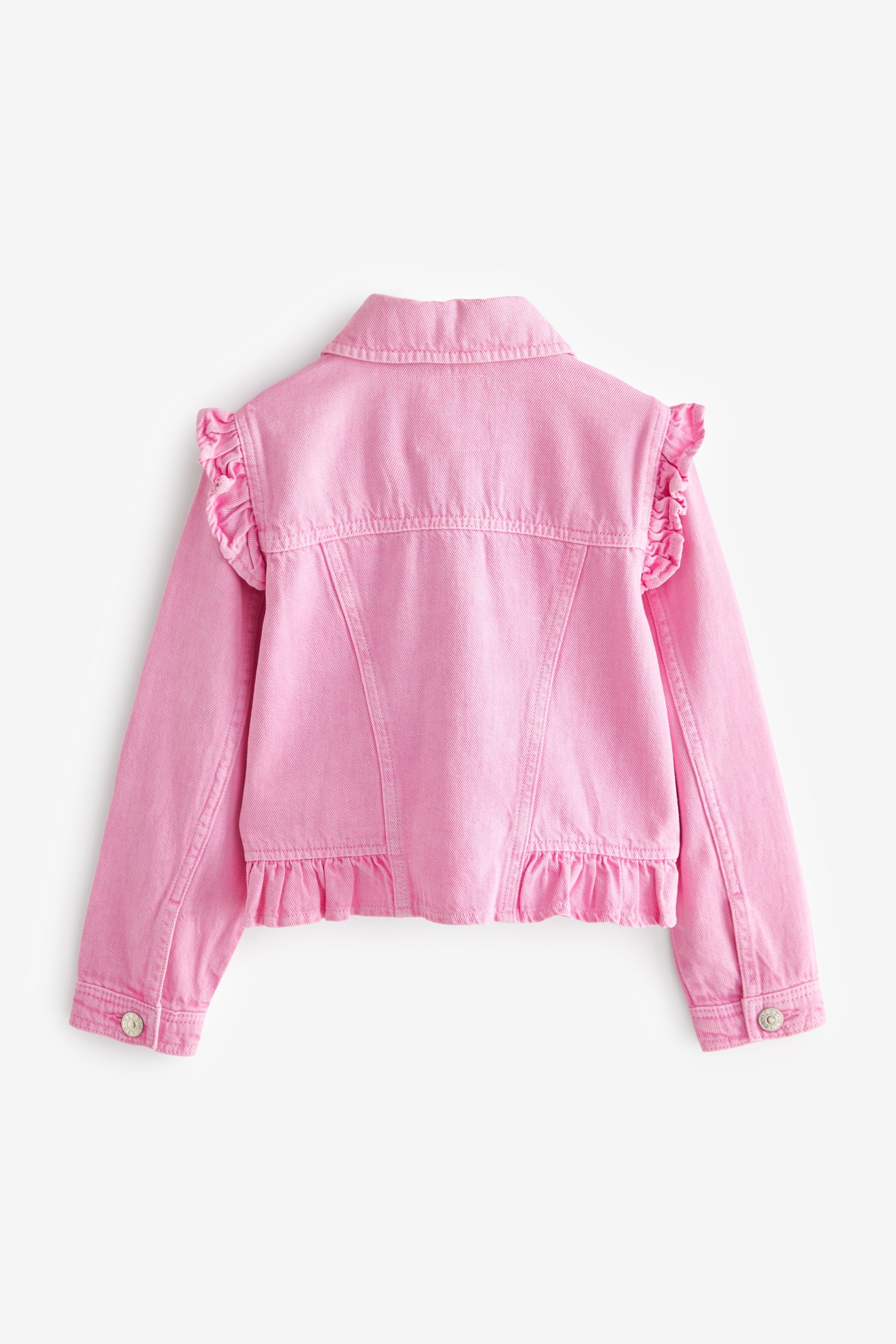 Bright Pink 100 Cotton Frill Shoulder Denim Jacket 3 16yrs