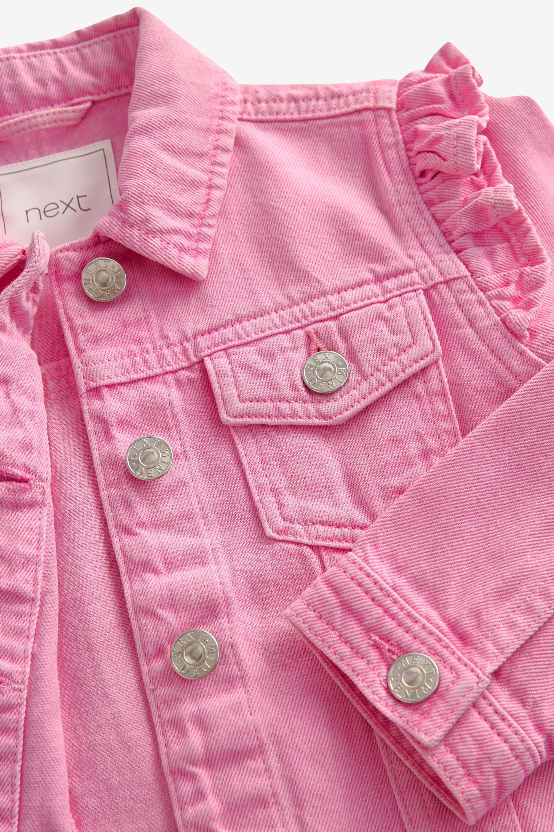 Denim jacket frill shoulder online