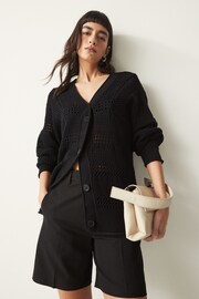 Black Stitch Detail Cardigan - Image 1 of 8