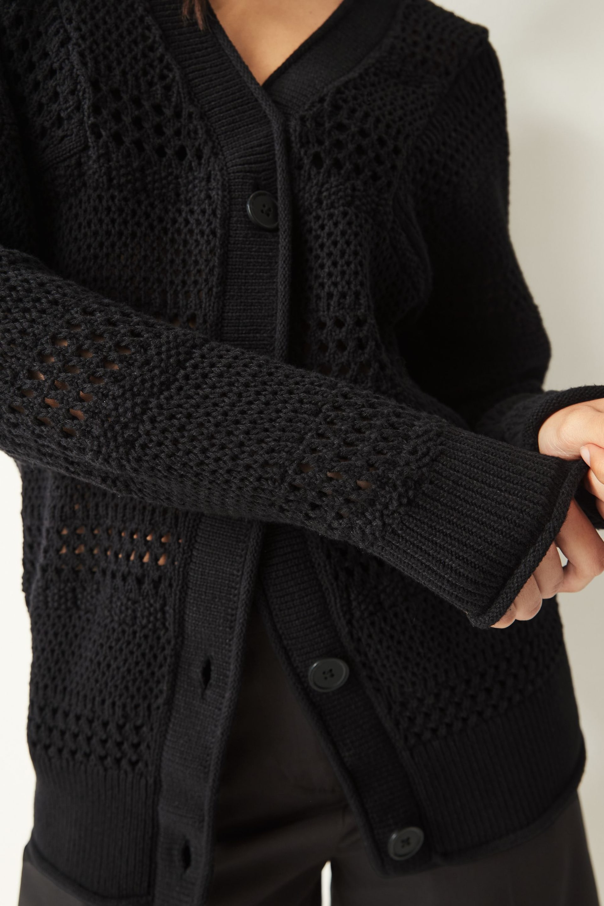 Black Stitch Detail Cardigan - Image 6 of 8