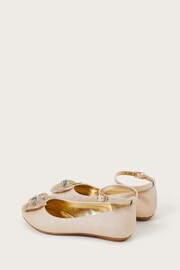Monsoon Gold Polly Shimmer Bow Ballerina Flats - Image 3 of 3