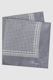 Reiss Steel Grey Martino Silk Geometric Pocket Square - Image 3 of 4