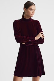 Reiss Berry Essie Velvet Belted Mini Dress - Image 3 of 7