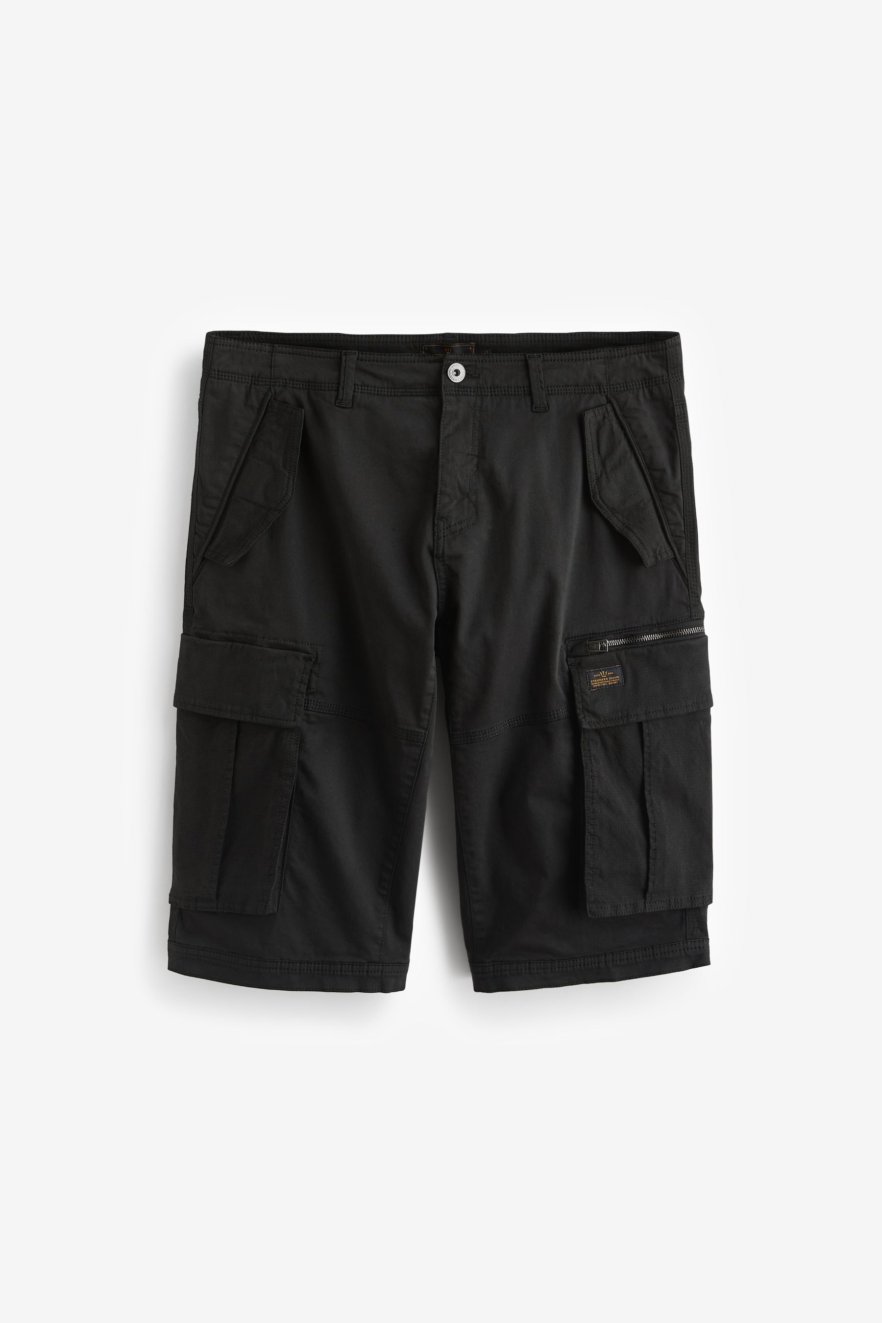 Black 3 Quarter Cargo Shorts