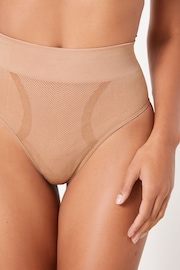 Nude Seamless Firm Tummy Control Shaping Thong - Image 3 of 5