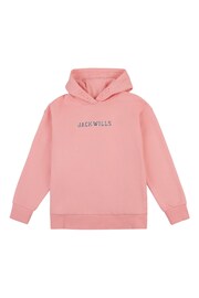 Jack Wills Oversize Pink Varsity Hoodie - Image 1 of 4