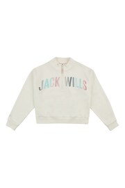 Jack Wills Cream Foil Print 1/4 Zip Sweatshirt - Image 5 of 6