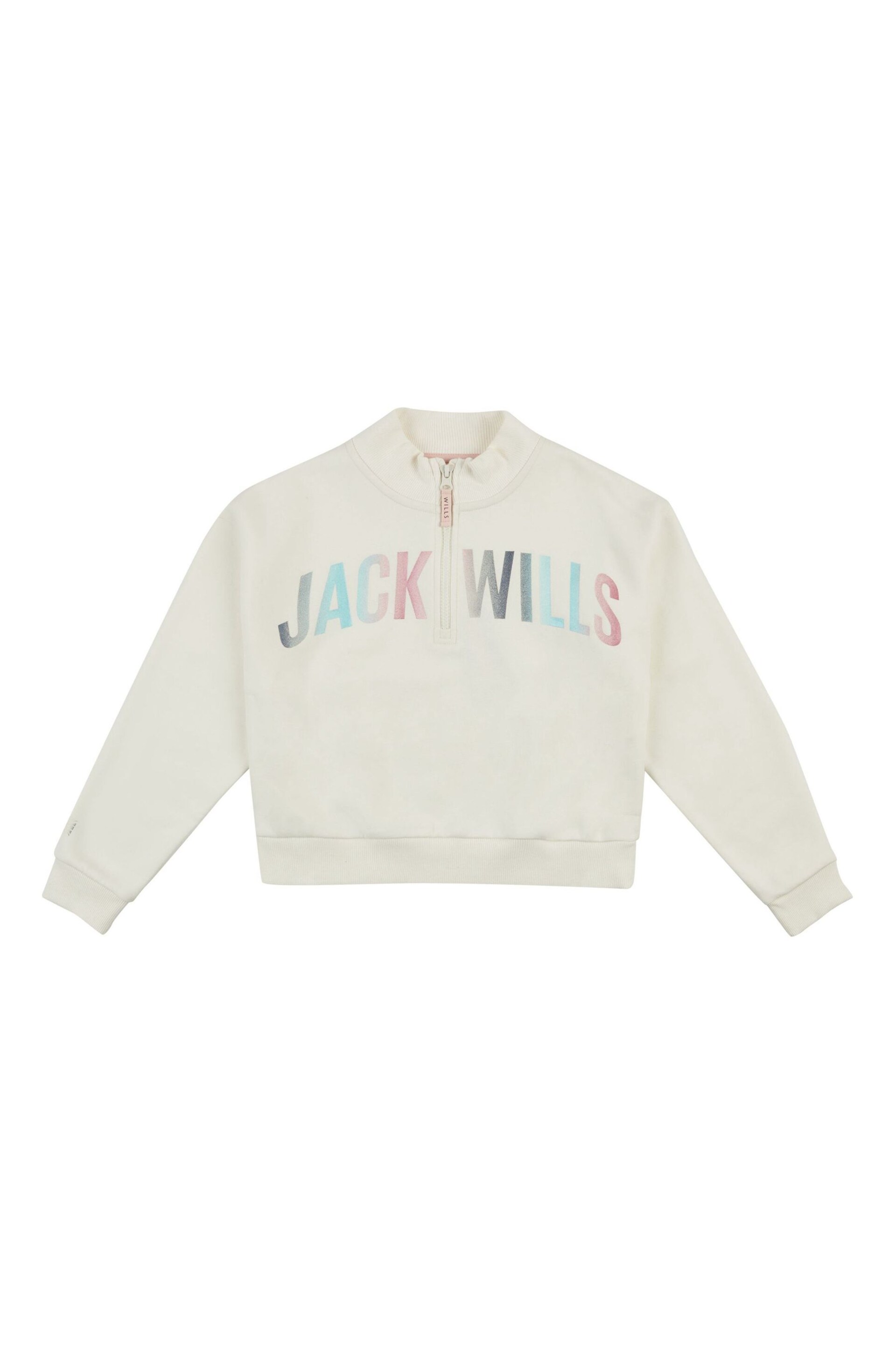Jack Wills Cream Foil Print 1/4 Zip Sweatshirt - Image 5 of 6