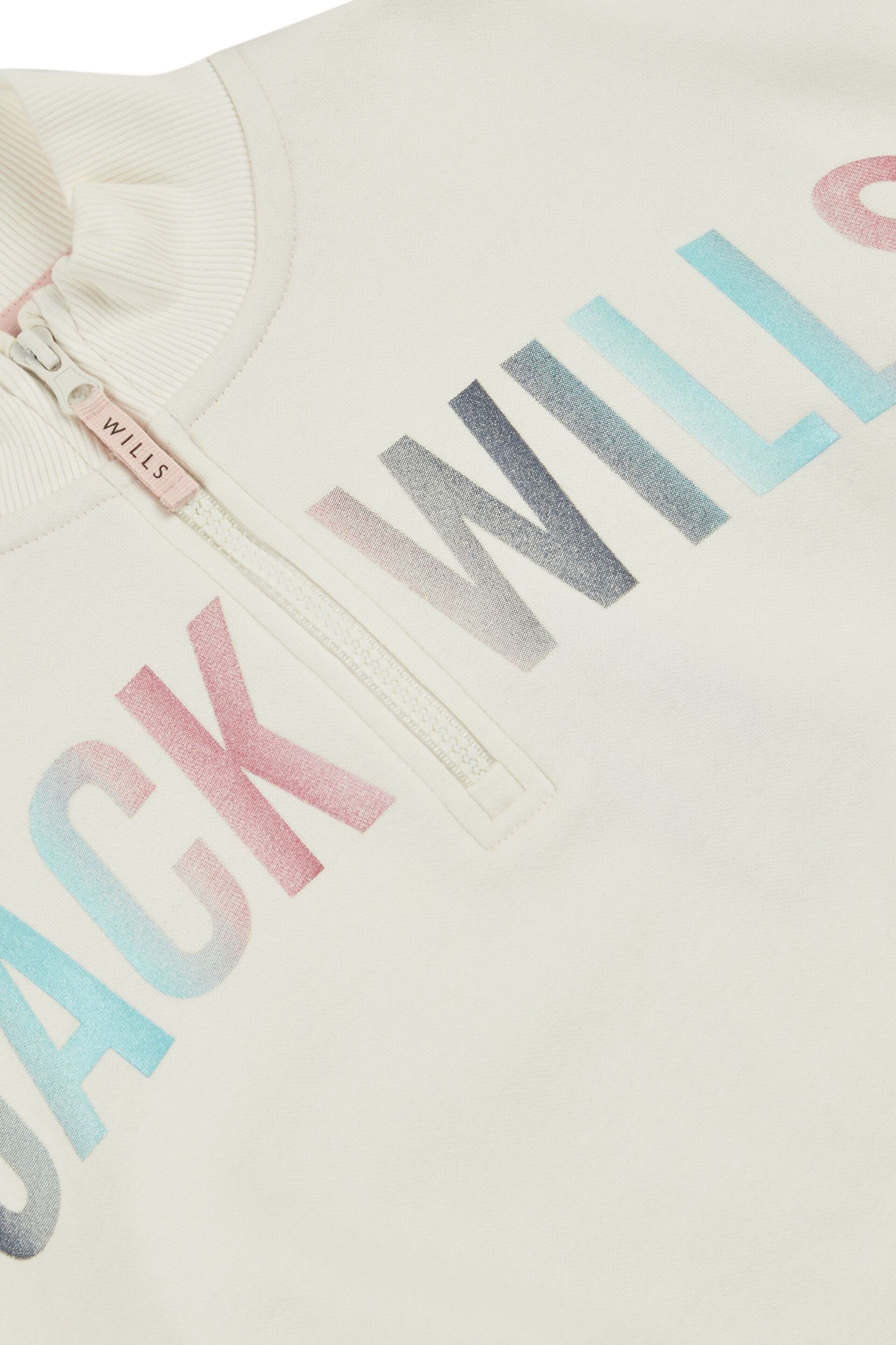 Jack Wills Cream Foil Print 1/4 Zip Sweatshirt - Image 6 of 6