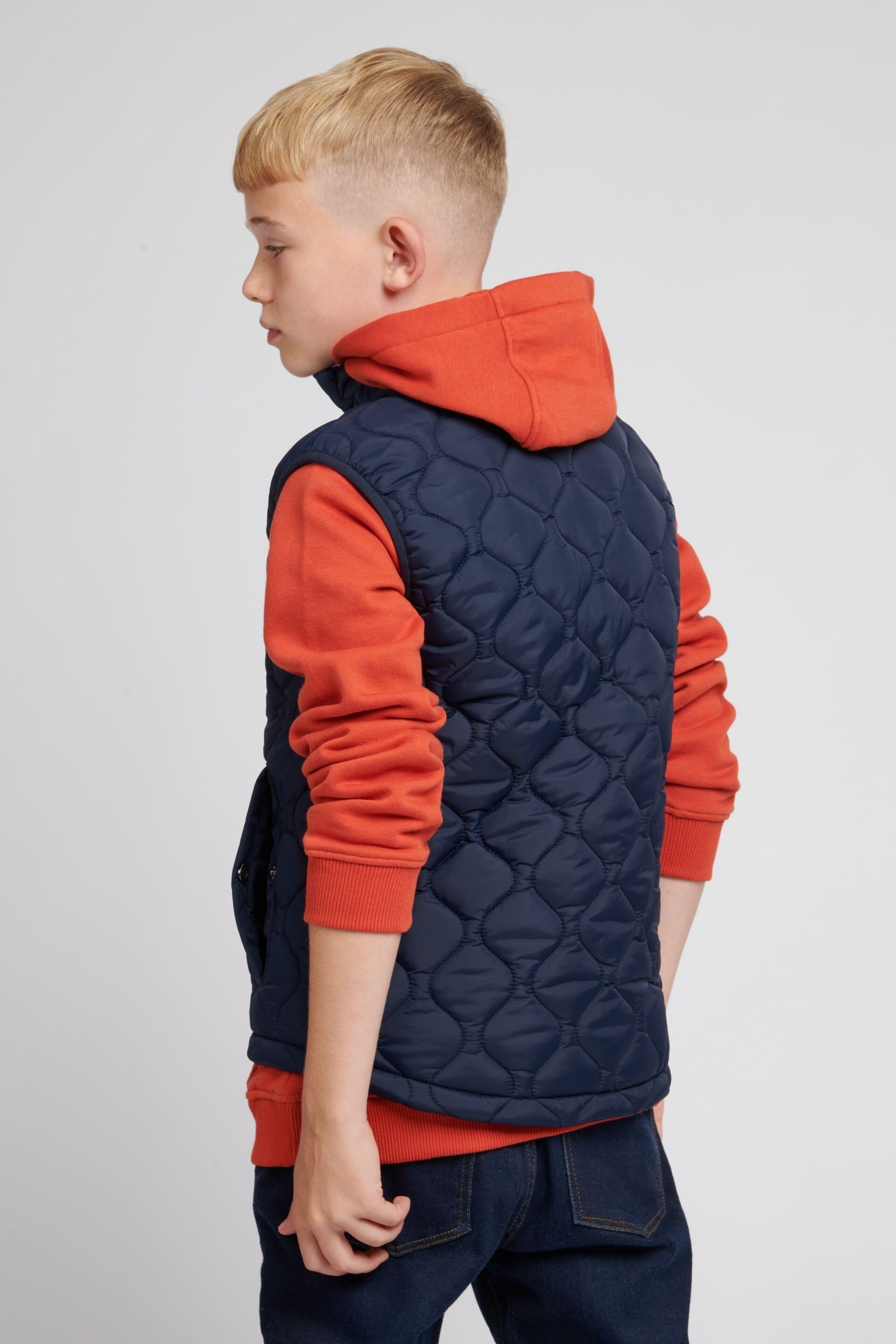 Jack Wills Navy Blue Font Puffer Gilet - Image 2 of 7