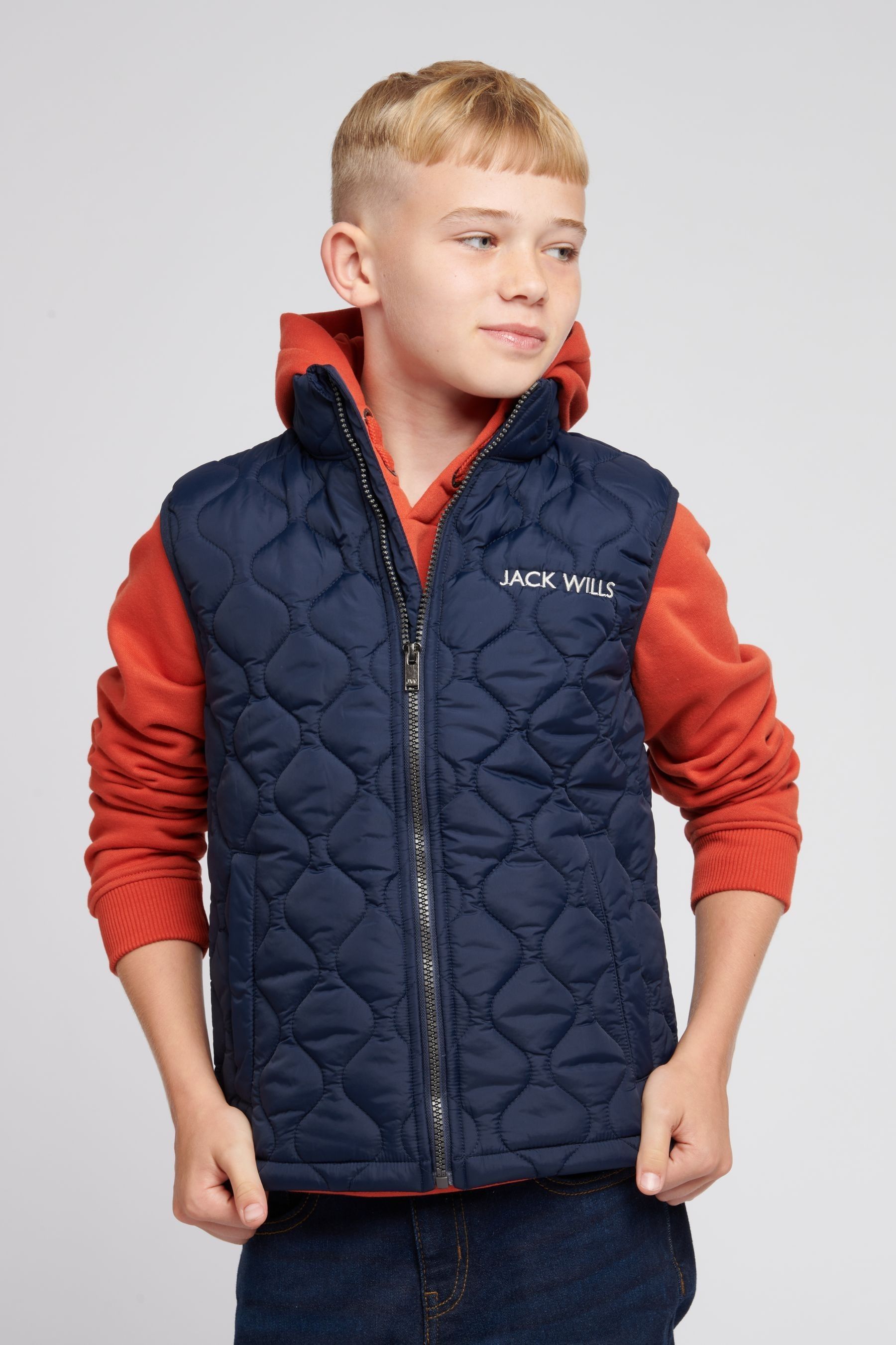 Buy Jack Wills Navy Blue Font Puffer Gilet from Next Austria