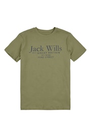 Jack Wills Khaki Green Script T-Shirt - Image 1 of 3