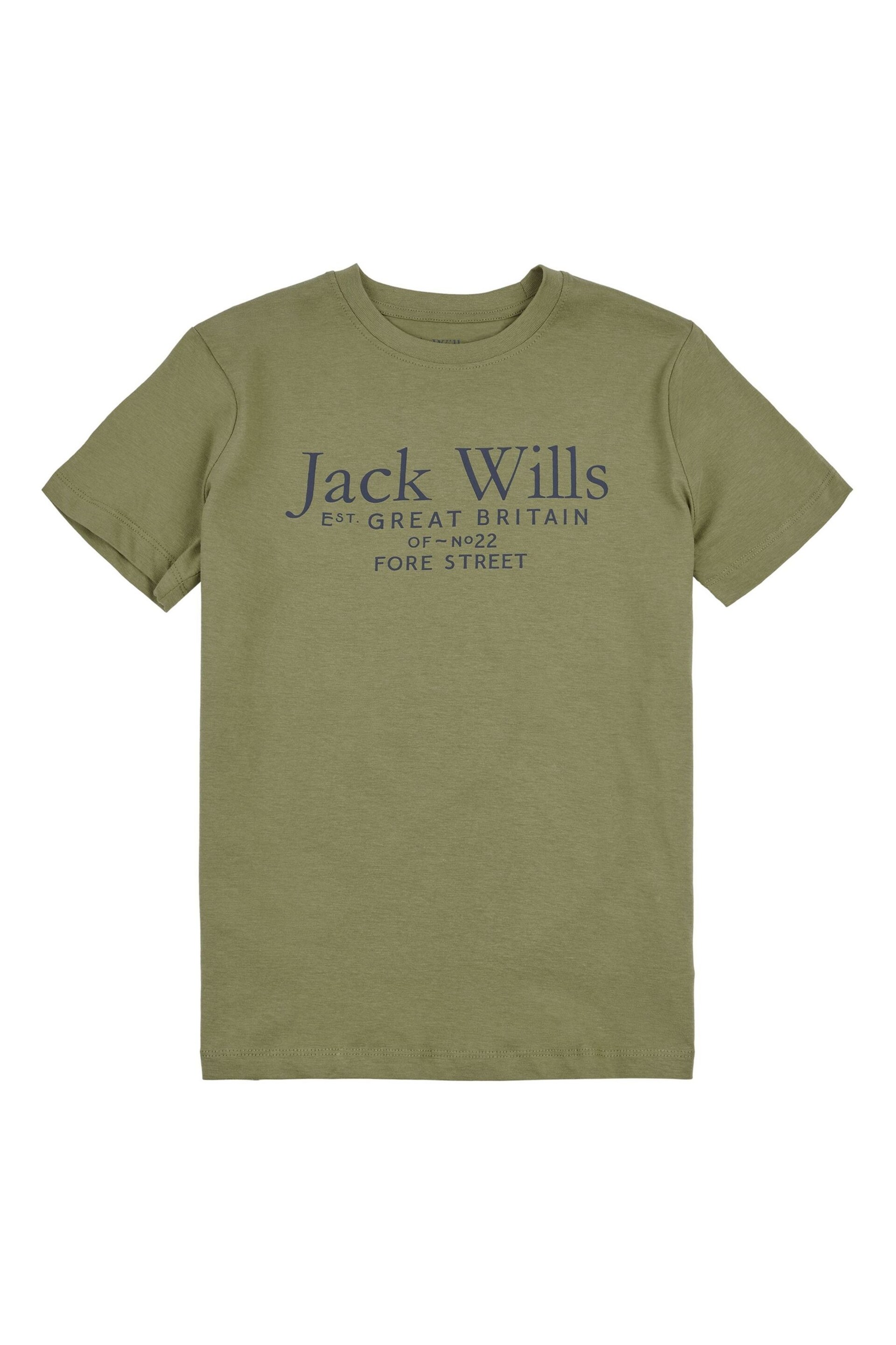 Jack Wills Khaki Green Script T-Shirt - Image 1 of 3