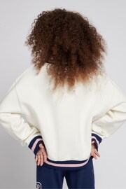 Jack Wills Oversized Cream V-Neck Varsity Sweatshirt - Image 2 of 8