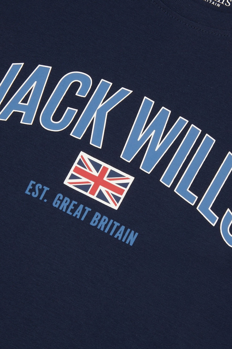 Jack Wills Navy Blue Flag Drop Shoulder T-Shirt - Image 3 of 3