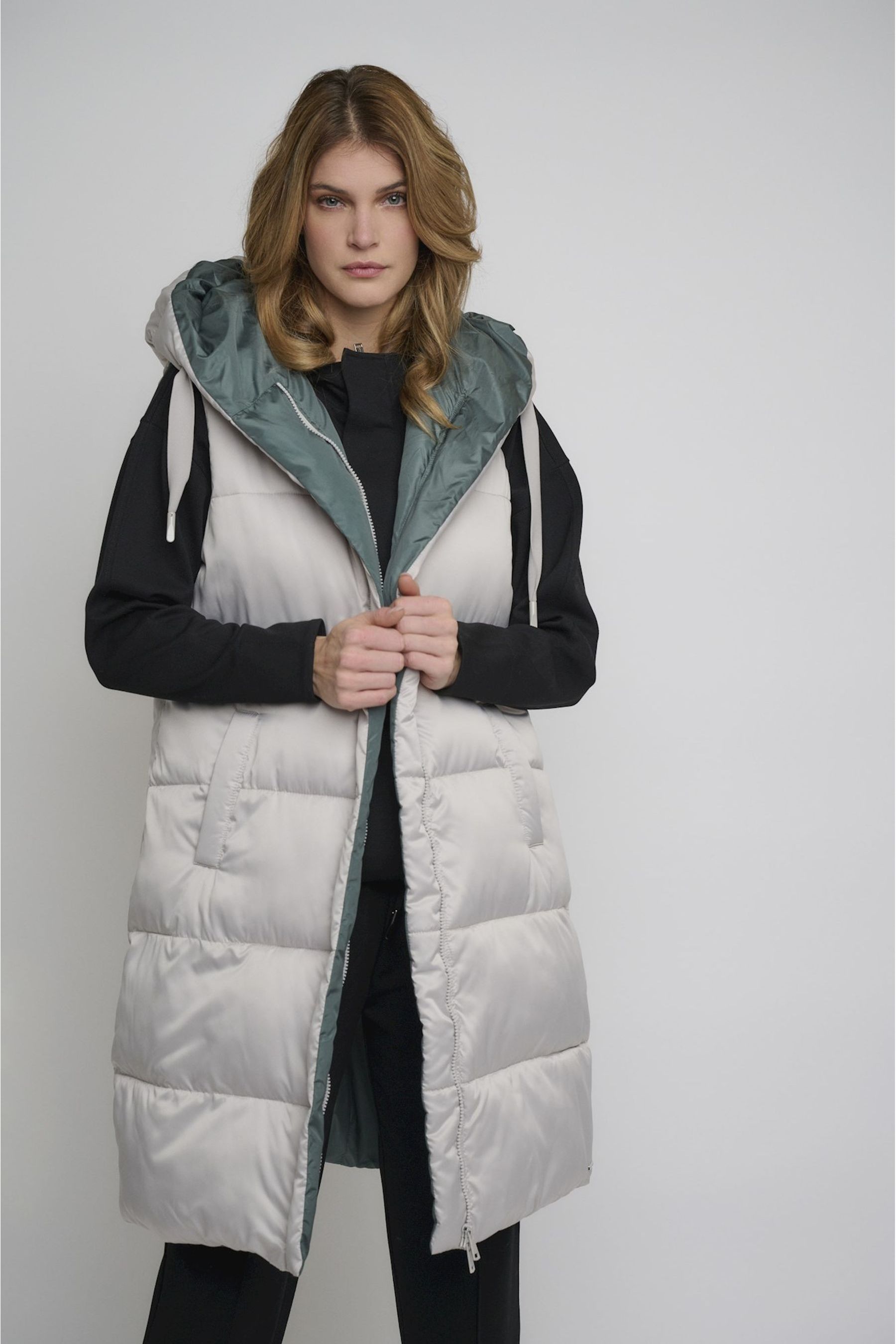 Buy Rino Pelle Cream Long Hooded Padded Waistcoat from Next Luxembourg