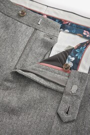Sage Green Nova Fides Wool Blend Herringbone Suit Trousers - Image 7 of 9