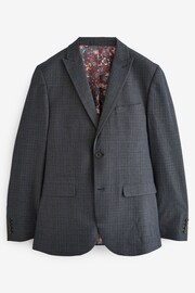 Navy Blue Tailored Wool Blend Check Suit Jacket - Image 6 of 11