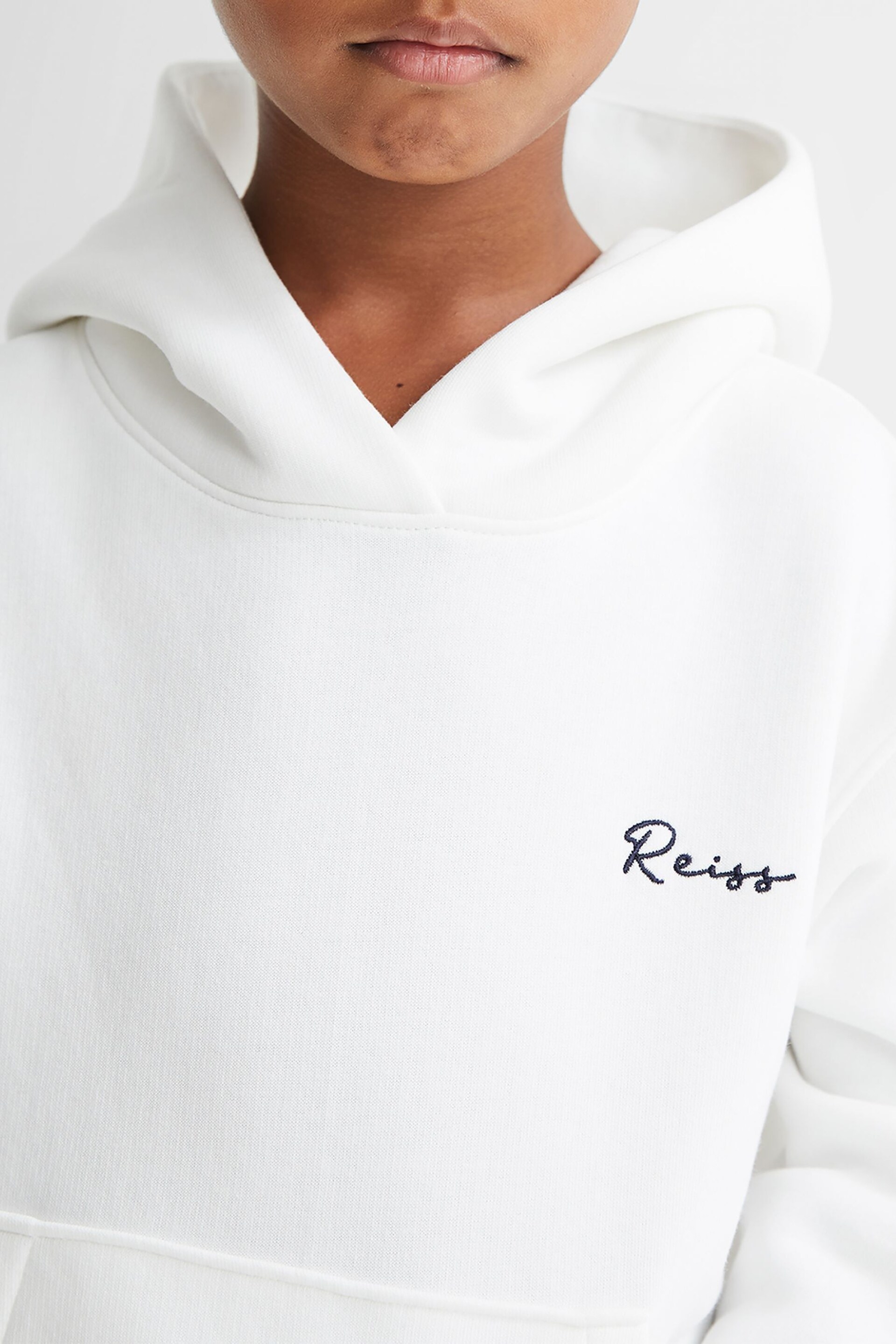 Reiss Ecru Connor Junior Embroidered Jersey Hoodie - Image 1 of 11